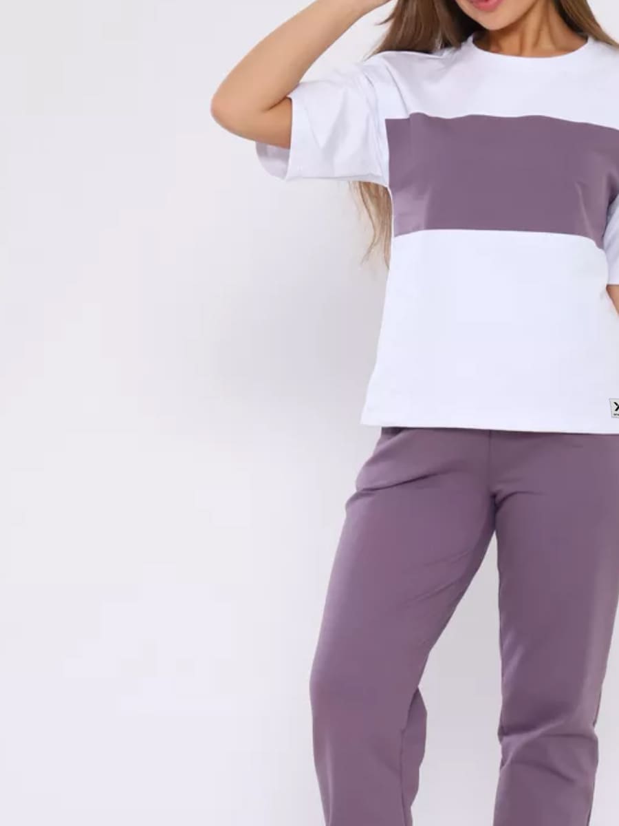 asual Color Block T-Shirt & Matching Pants Set for Women
