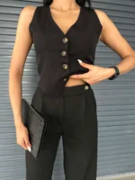 Women’s Vest & Wide-Leg Pants Set – Elegant & Modern Style-10