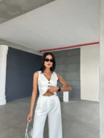 Women’s Vest & Wide-Leg Pants Set – Elegant & Modern Style-7