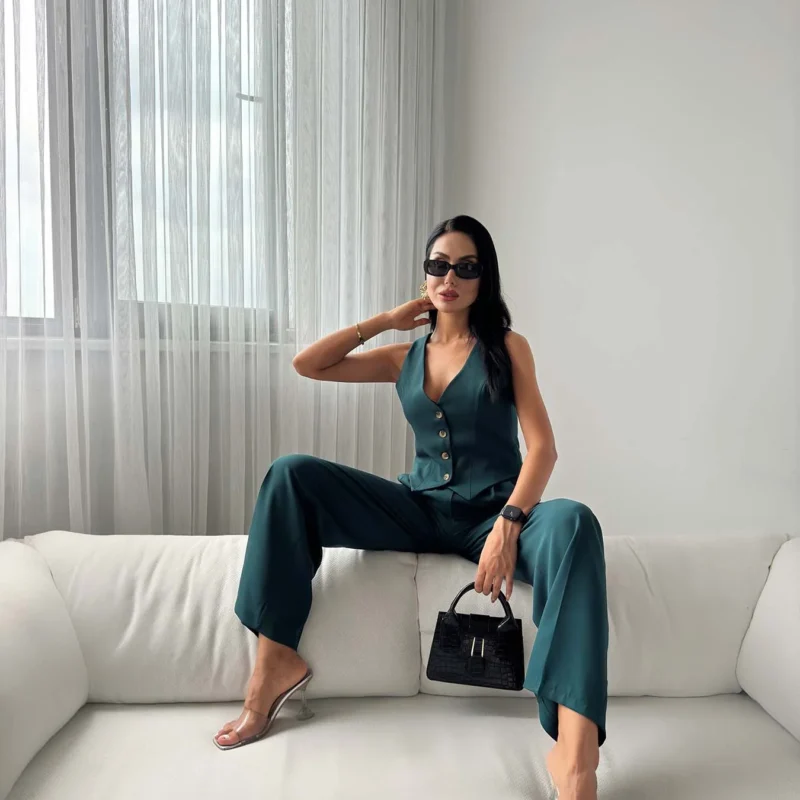 Women’s Vest & Wide-Leg Pants Set